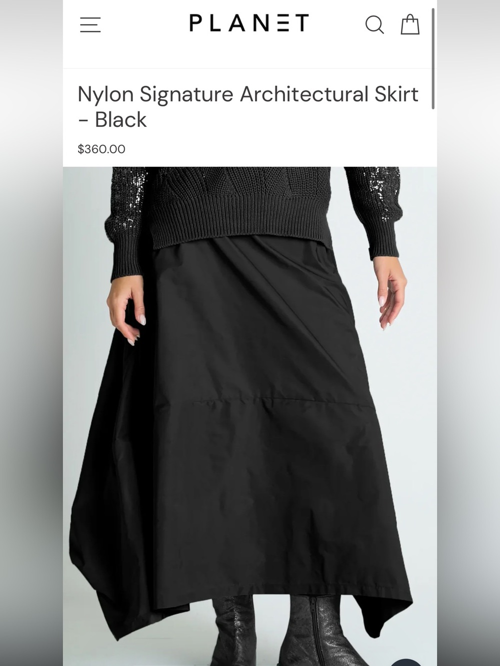 Planet - Nylon Signature Architectural Skirt
